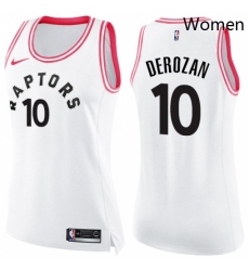 Womens Nike Toronto Raptors 10 DeMar DeRozan Swingman WhitePink Fashion NBA Jersey Womens Nike Toronto Raptors 10 DeMar DeRozan Swingman WhitePink Fashion NBA Jersey