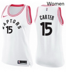 Womens Nike Toronto Raptors 15 Vince Carter Swingman WhitePink Fashion NBA Jersey Womens Nike Toronto Raptors 15 Vince Carter Swingman WhitePink Fashion NBA Jersey