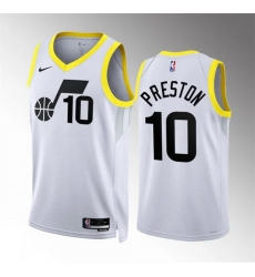 Men Utah Jazz 10 Jason Preston White Association Edition Stitched Basketball Jersey Men Utah Jazz 10 Jason Preston White Association Edition Stitched Basketball Jersey