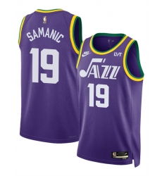 Men Utah Jazz 19 Luka Samanic Purple 2023 Classic Edition Stitched Basketball Jersey Men Utah Jazz 19 Luka Samanic Purple 2023 Classic Edition Stitched Basketball Jersey