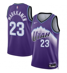 Men Utah Jazz 23 Lauri Markkanen Purple 2025 Icon Edition Stitched Basketball Jersey