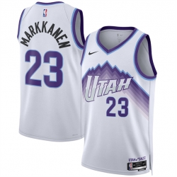 Men Utah Jazz 23 Lauri Markkanen White 2025 Association Edition Stitched Basketball Jersey