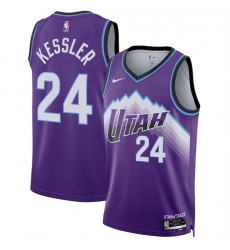 Men Utah Jazz 24 Walker Kessler Purple 2025 Icon Edition Stitched Basketball Jersey