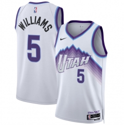 Men Utah Jazz 5 Cody Williams White 2025 Association Edition Stitched Basketball Jersey