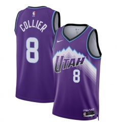 Men Utah Jazz 8 Isaiah Collier Purple 2025 Icon Edition Stitched Basketball Jersey