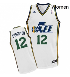 Womens Adidas Utah Jazz 12 John Stockton Swingman White Home NBA Jersey Womens Adidas Utah Jazz 12 John Stockton Swingman White Home NBA Jersey