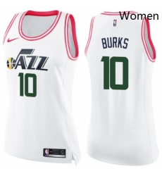 Womens Nike Utah Jazz 10 Alec Burks Swingman WhitePink Fashion NBA Jersey Womens Nike Utah Jazz 10 Alec Burks Swingman WhitePink Fashion NBA Jersey