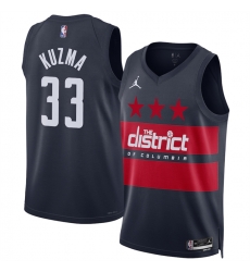 Men Washington Wizards  33 Kyle Kuzma Navy 2024 25 Statement Edition Stitched Basketball Jersey