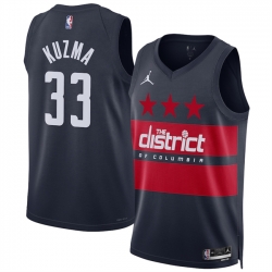 Men Washington Wizards  33 Kyle Kuzma Navy 2024 25 Statement Edition Stitched Basketball Jersey