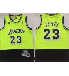 Lakers 23 Lebron James Fluorescent Green Black Hardwood Classics Split Mesh Swingman Jersey Lakers 23 Lebron James Fluorescent Green Black Hardwood Classics Split Mesh Swingman Jersey