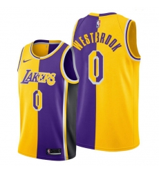 Men Lakers Russell Westbrookgold purple split edition jersey Men Lakers Russell Westbrookgold purple split edition jersey