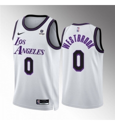 Men Los Angeles Lakers 0 Russell Westbrook White City Edition Stitched Basketball Jersey Men Los Angeles Lakers 0 Russell Westbrook White City Edition Stitched Basketball Jersey