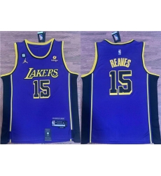 Men Los Angeles Lakers 15 Austin Reaves Purple With NO 6 Patch Stitched Basketball Jersey Men Los Angeles Lakers 15 Austin Reaves Purple With NO 6 Patch Stitched Basketball Jersey