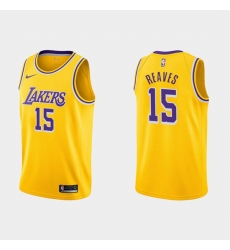 Men Los Angeles Lakers 15 Austin Reaves Yellow Stitched Jersey Men Los Angeles Lakers 15 Austin Reaves Yellow Stitched Jersey
