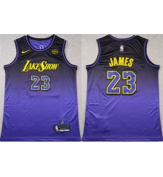 Men Los Angeles Lakers 23 LeBron James Purple 2024 Stitched Basketball Jersey Men Los Angeles Lakers 23 LeBron James Purple 2024 Stitched Basketball Jersey