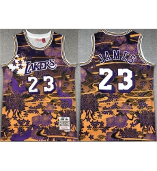Men Los Angeles Lakers 23 LeBron James Purple Yellow Throwback Basketball Jersey Men Los Angeles Lakers 23 LeBron James Purple Yellow Throwback Basketball Jersey