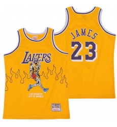 Men Los Angeles Lakers 23 LeBron James yellow skeleton Stitched Jerseys Men Los Angeles Lakers 23 LeBron James yellow skeleton Stitched Jerseys