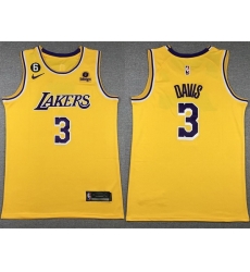 Men Los Angeles Lakers 3 Anthony Davis Yellow Edition With NO 6 Patch Stitched Basketball Jersey 001 Men Los Angeles Lakers 3 Anthony Davis Yellow Edition With NO 6 Patch Stitched Basketball Jersey 001