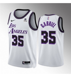 Men Los Angeles Lakers 35 Wenyen Gabriel White City Edition Stitched Basketball Jersey Men Los Angeles Lakers 35 Wenyen Gabriel White City Edition Stitched Basketball Jersey
