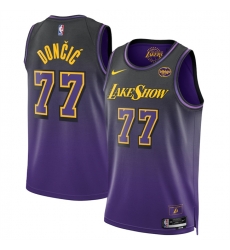 Men Los Angeles Lakers 77 Luka Don Doncic Purple 2025 City Edition Stitched Basketball Jersey Men Los Angeles Lakers 77 Luka Don Doncic Purple 2025 City Edition Stitched Basketball Jersey