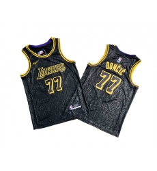 Men Los Angeles Lakers 77 Luka Doncic Black Stitched Basketball Jersey