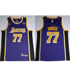 Men Los Angeles Lakers 77 Luka Doncic Puple 2024 25 Stitched Basketball Jersey