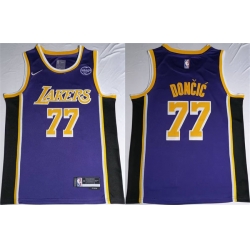 Men Los Angeles Lakers 77 Luka Doncic Puple 2024 25 Stitched Basketball Jersey