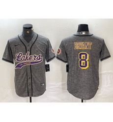 Men Los Angeles Lakers 8 Kobe Bryant Grey Cool Base Stitched Baseball Jersey Men Los Angeles Lakers 8 Kobe Bryant Grey Cool Base Stitched Baseball Jersey