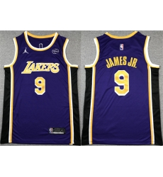 Men Los Angeles Lakers 9 Bronny James Jr Purple Stitched Basketball JerseyS Men Los Angeles Lakers 9 Bronny James Jr Purple Stitched Basketball JerseyS