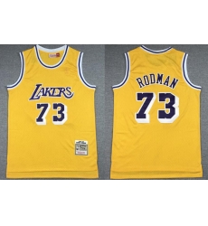 Men Los Angeles Lakers Dennis Rodman 73 Yellow Hardwood Classic Mitchll Ness NBA Jersey Men Los Angeles Lakers Dennis Rodman 73 Yellow Hardwood Classic Mitchll Ness NBA Jersey