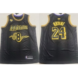 Men Los Angeles Lakers Front 8 Back 24 Kobe Bryant Black Stitched Basketball Jersey