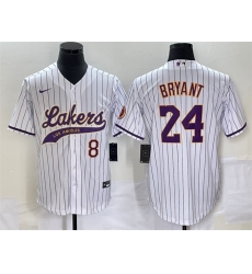 Men Los Angeles Lakers Front 8 Back 24 Kobe Bryant White Cool Base With Patch Stitched Baseball Jersey Men Los Angeles Lakers Front 8 Back 24 Kobe Bryant White Cool Base With Patch Stitched Baseball Jersey