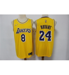 Men Los Angeles Lakers Kobe Bryant Front 8 Back 24 75th Anniversary Yellow Nike Stitched Jersey Men Los Angeles Lakers Kobe Bryant Front 8 Back 24 75th Anniversary Yellow Nike Stitched Jersey