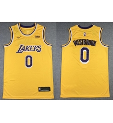 Men Los Angeles Lakers Russell Westbrook #0 Yellow Round Neck NBA Jersey Men Los Angeles Lakers Russell Westbrook #0 Yellow Round Neck NBA Jersey