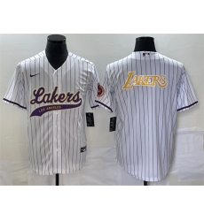 Men Los Angeles Lakers White Team Big Logo Cool Base With Patch Stitched Baseball Jersey Men Los Angeles Lakers White Team Big Logo Cool Base With Patch Stitched Baseball Jersey