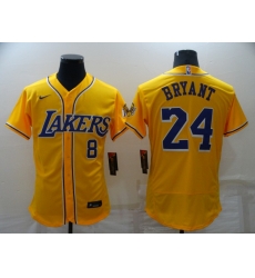 Men Nike Los Angeles Lakers #8 Kobe Bryant Yellow Baseball Flex Base Jersey Men Nike Los Angeles Lakers #8 Kobe Bryant Yellow Baseball Flex Base Jersey