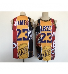 Men's Los Angeles Lakers #23 Michael Jordan Split Jersey Men's Los Angeles Lakers #23 Michael Jordan Split Jersey