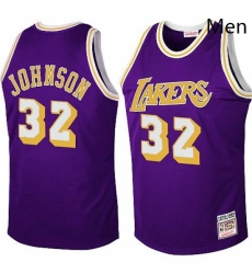 Mens Mitchell and Ness Los Angeles Lakers 32 Magic Johnson Authentic Purple Throwback NBA Jersey Mens Mitchell and Ness Los Angeles Lakers 32 Magic Johnson Authentic Purple Throwback NBA Jersey