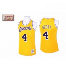 Mens Mitchell and Ness Los Angeles Lakers 4 Byron Scott Authentic Gold Throwback NBA Jersey Mens Mitchell and Ness Los Angeles Lakers 4 Byron Scott Authentic Gold Throwback NBA Jersey