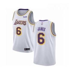Womens Los Angeles Lakers 6 LeBron James Authentic White Basketball Jersey Association Edition Womens Los Angeles Lakers 6 LeBron James Authentic White Basketball Jersey Association Edition
