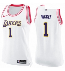 Womens Nike Los Angeles Lakers 1 JaVale McGee Swingman WhitePink Fashion NBA Jersey Womens Nike Los Angeles Lakers 1 JaVale McGee Swingman WhitePink Fashion NBA Jersey