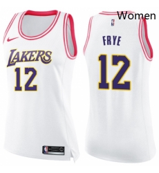 Womens Nike Los Angeles Lakers 12 Channing Frye Swingman WhitePink Fashion NBA Jersey Womens Nike Los Angeles Lakers 12 Channing Frye Swingman WhitePink Fashion NBA Jersey