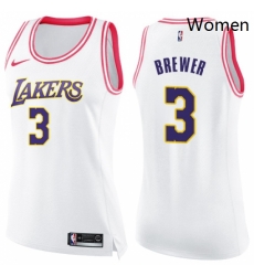 Womens Nike Los Angeles Lakers 3 Corey Brewer Swingman WhitePink Fashion NBA Jersey Womens Nike Los Angeles Lakers 3 Corey Brewer Swingman WhitePink Fashion NBA Jersey