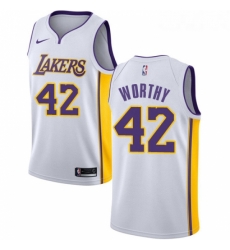 Womens Nike Los Angeles Lakers 42 James Worthy Swingman White NBA Jersey Association Edition Womens Nike Los Angeles Lakers 42 James Worthy Swingman White NBA Jersey Association Edition