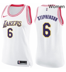 Womens Nike Los Angeles Lakers 6 Lance Stephenson Swingman White Pink Fashion NBA Jersey Womens Nike Los Angeles Lakers 6 Lance Stephenson Swingman White Pink Fashion NBA Jersey