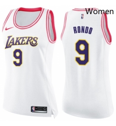 Womens Nike Los Angeles Lakers 9 Rajon Rondo Swingman White Pink Fashion NBA Jersey Womens Nike Los Angeles Lakers 9 Rajon Rondo Swingman White Pink Fashion NBA Jersey