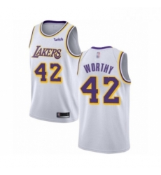 Youth Los Angeles Lakers 42 James Worthy Swingman White Basketball Jersey Association Edition Youth Los Angeles Lakers 42 James Worthy Swingman White Basketball Jersey Association Edition