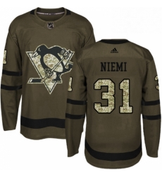 Mens Adidas Pittsburgh Penguins 31 Antti Niemi Authentic Green Salute to Service NHL Jersey Mens Adidas Pittsburgh Penguins 31 Antti Niemi Authentic Green Salute to Service NHL Jersey
