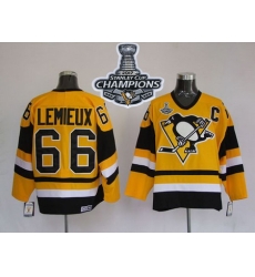 Mitchell 26Ness Penguins #66 Mario Lemieux Yellow 2017 Stanley Cup Finals Champions Stitched NHL Jersey Mitchell 26Ness Penguins #66 Mario Lemieux Yellow 2017 Stanley Cup Finals Champions Stitched NHL Jersey