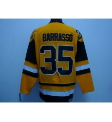 Penguins #35 Tom Barrasso Stitched Mitchell 26Ness Yellow NHL Jersey Penguins #35 Tom Barrasso Stitched Mitchell 26Ness Yellow NHL Jersey